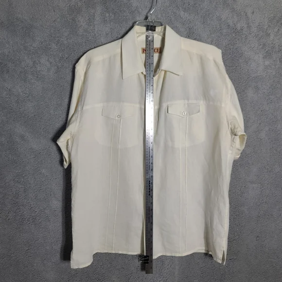 *$$$ DROP* LINEN White  Short Sleeve Shirt. Brand INSERCH - Picture 10 of 13